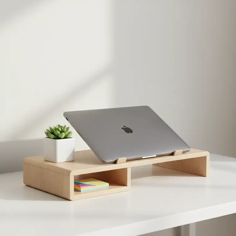 Małe biuro domowe w kawalerce 30 m² z biurkiem przy oknie, bez wiercenia w ścianach, z jasnymi meblami i roślinami w roli dekoracji