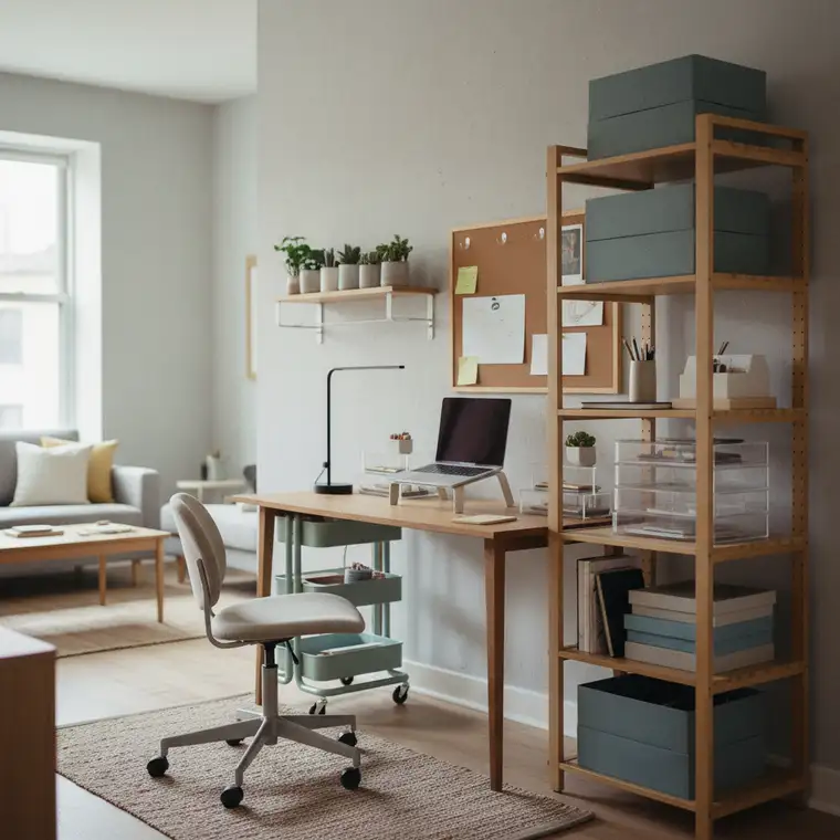 Jak urządzić biuro domowe w kawalerce 30 m² bez wiercenia