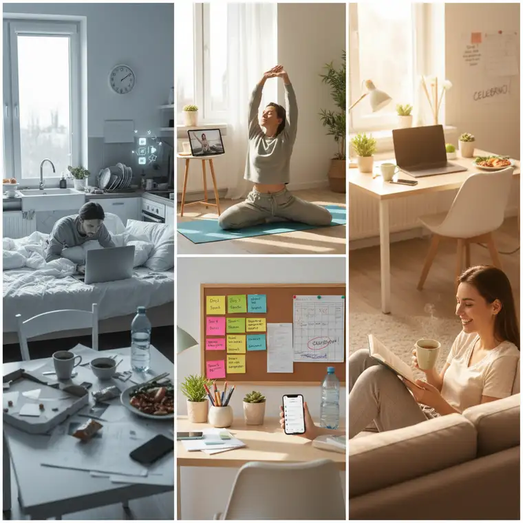 Domowe biuro z plannerem, listą zadań i laptopem, pokazujące jak unikać błędów w planowaniu dnia pracy zdalnej i ustalać priorytety