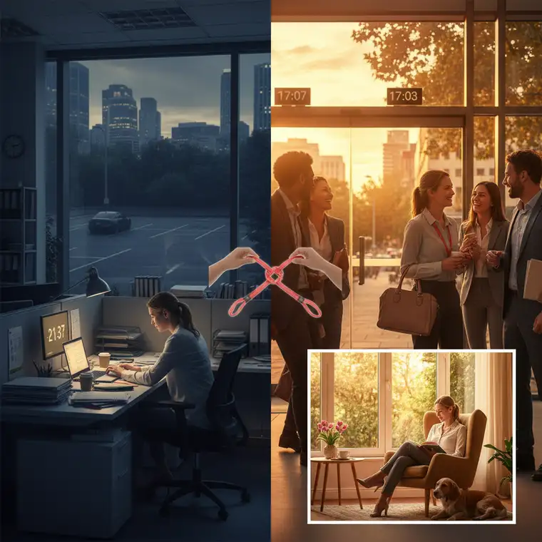 Kobieta w biurze odmawia nadgodzin, rozmawiając spokojnie z przełożonym i ustalając swoje granice, jak powiedzieć „nie” bez palenia mostów